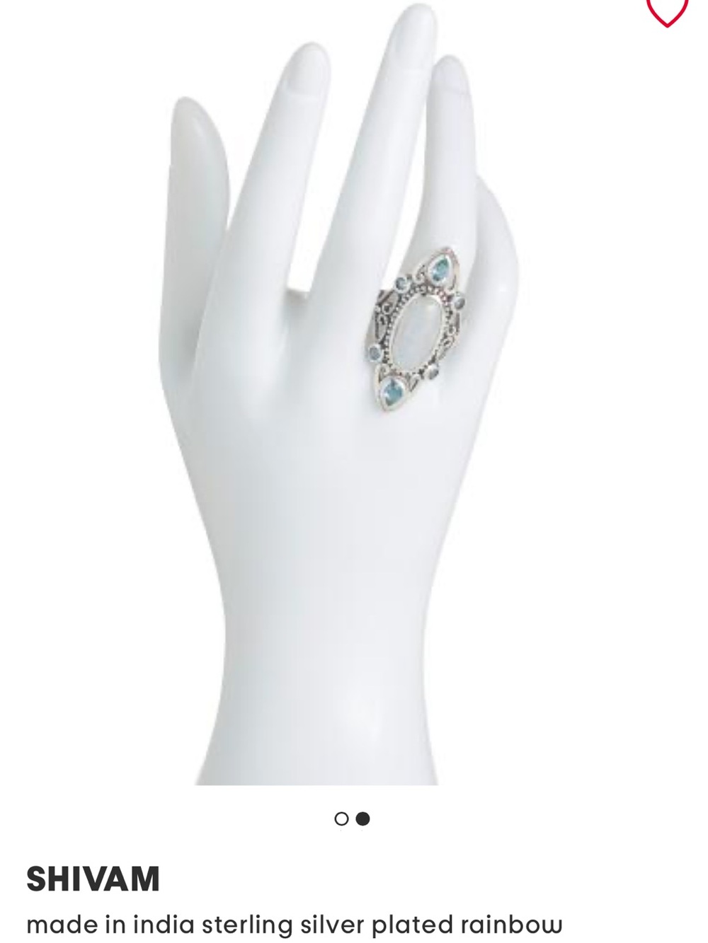 Sterling Silver-Plated Moonstone and Blue Topaz Marquise Ring - Picture 2 of 5